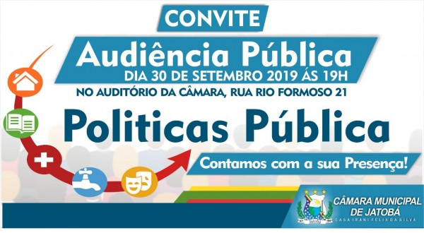 Convite: Câmara de Vereadores convida população para Audiência Pública que acontece nesta segunda-feira (30)